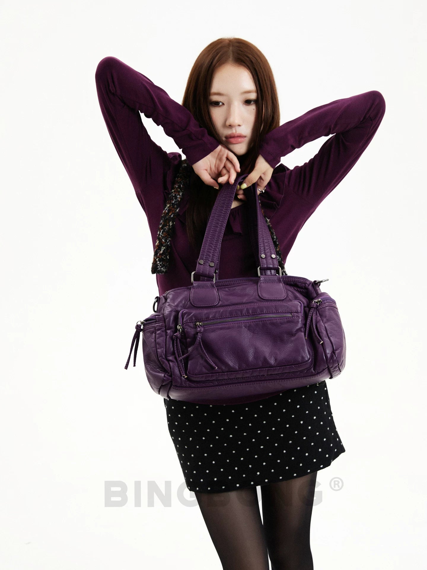 BINGBONG Retro Large Capacity Lightweight Shoulder Messenger Bag