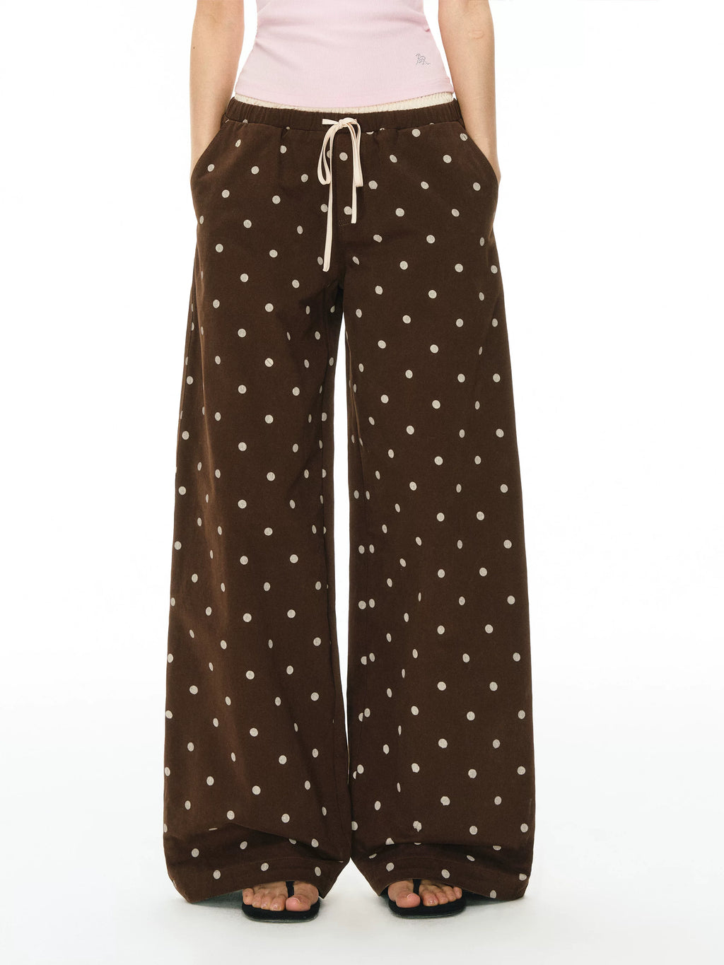 Ariseism Vintage Wide Leg Polka Dot Casual Pants
