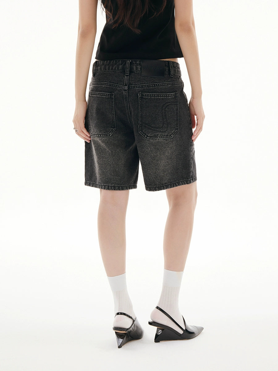 FUNKYFUN Three-dimensional Pullback Cat Whisker Denim Shorts