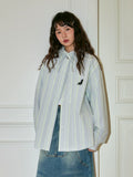 MoodLikeMe Black Cat Striped Contrast Casual Cardigan