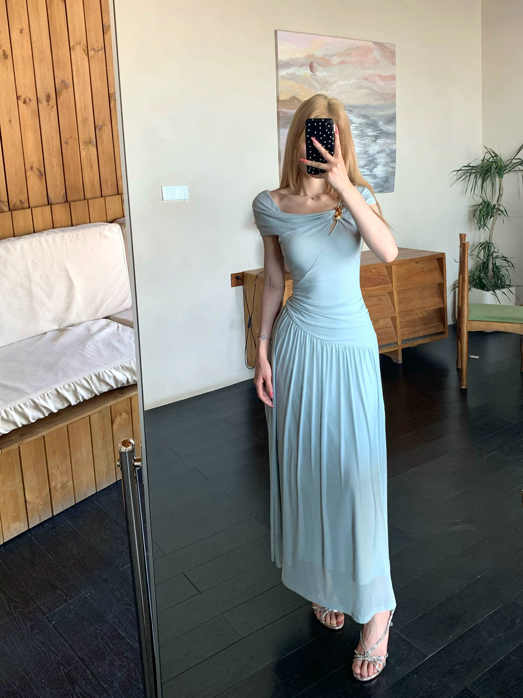 Barb Chill Slash Shoulder Skinny Knitted Dress