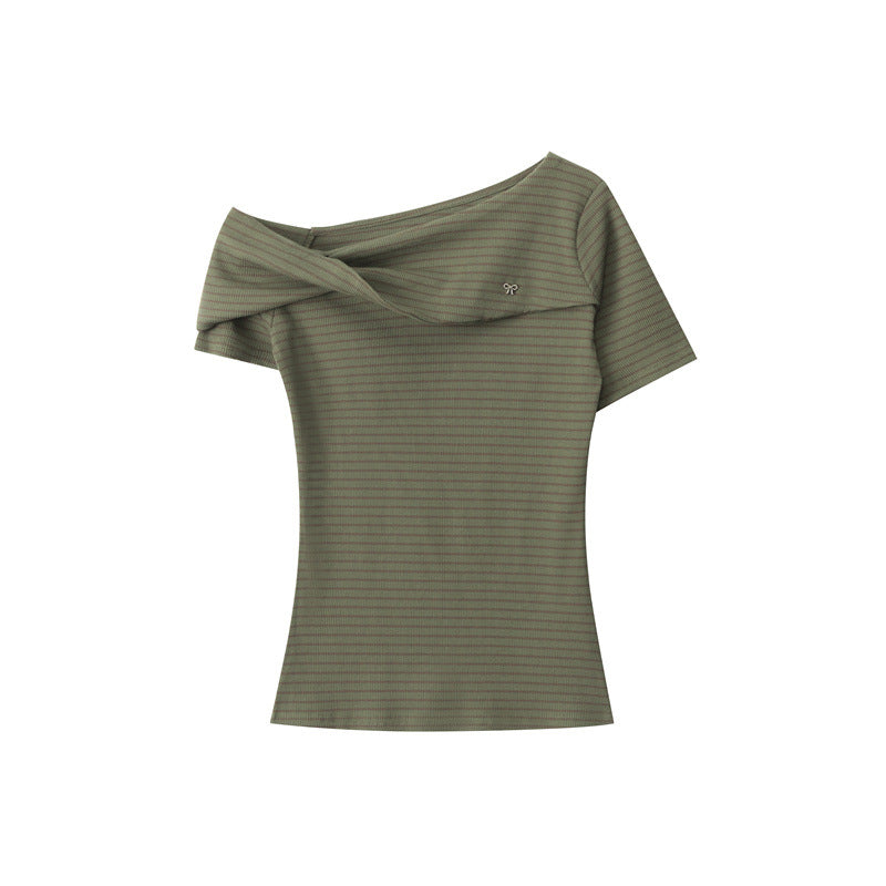 Nariele Kink Shoulder Sexy Pure Shoulder Tee