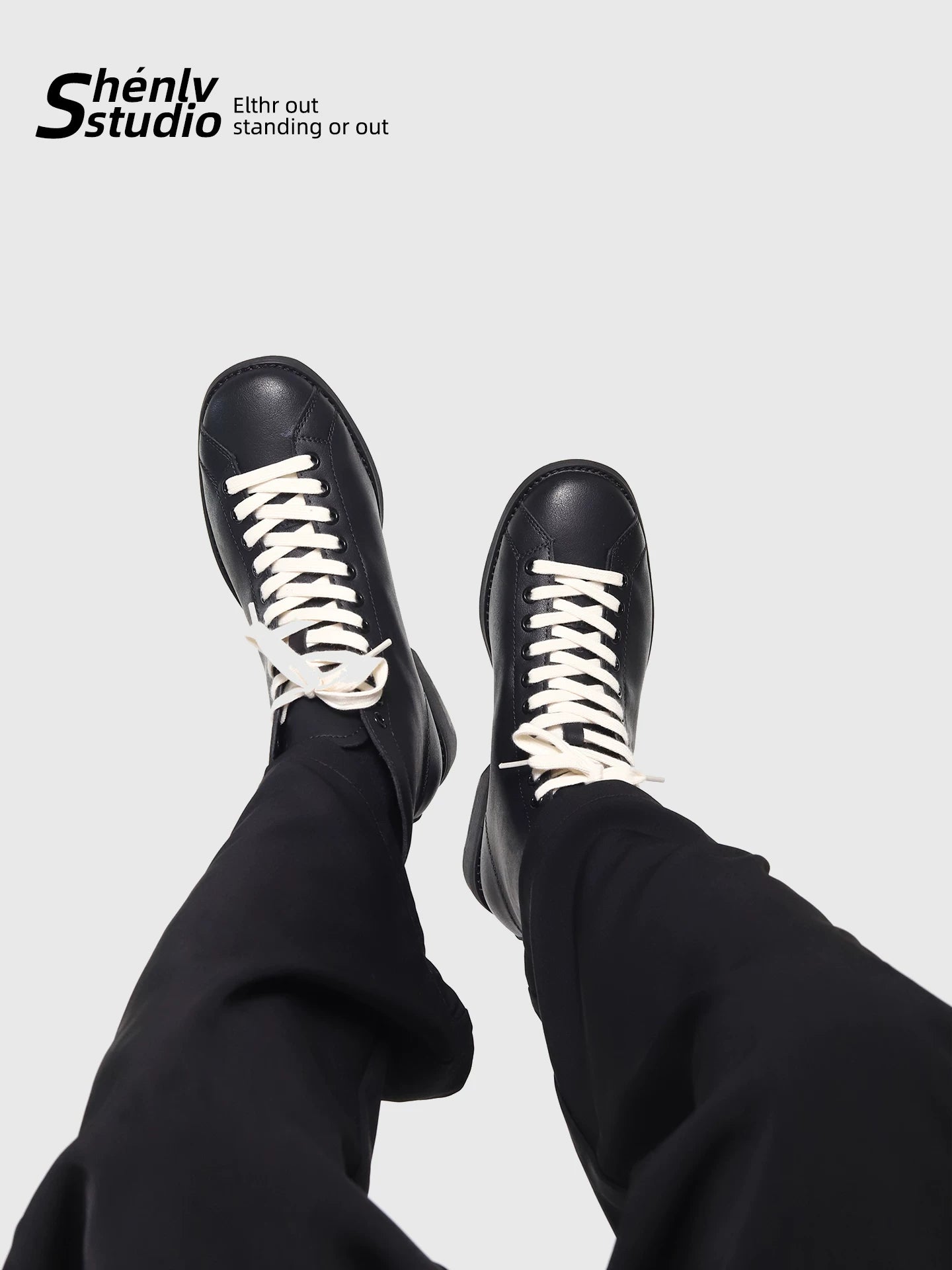 SHENLV STUDIO Minimalist Black Martin Boots