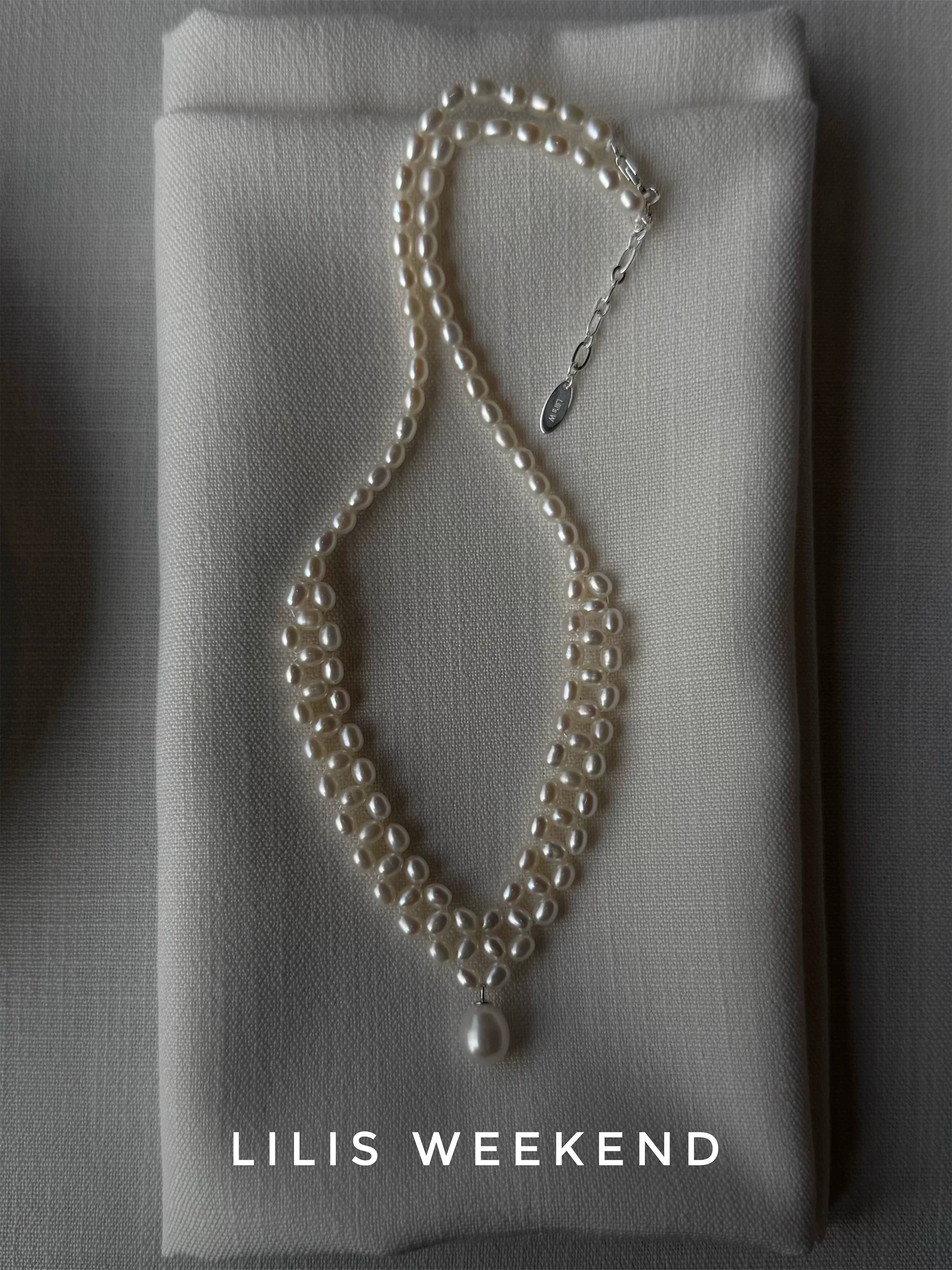 Lilis Weekend Handmade Double Woven Freshwater Pearl Necklace