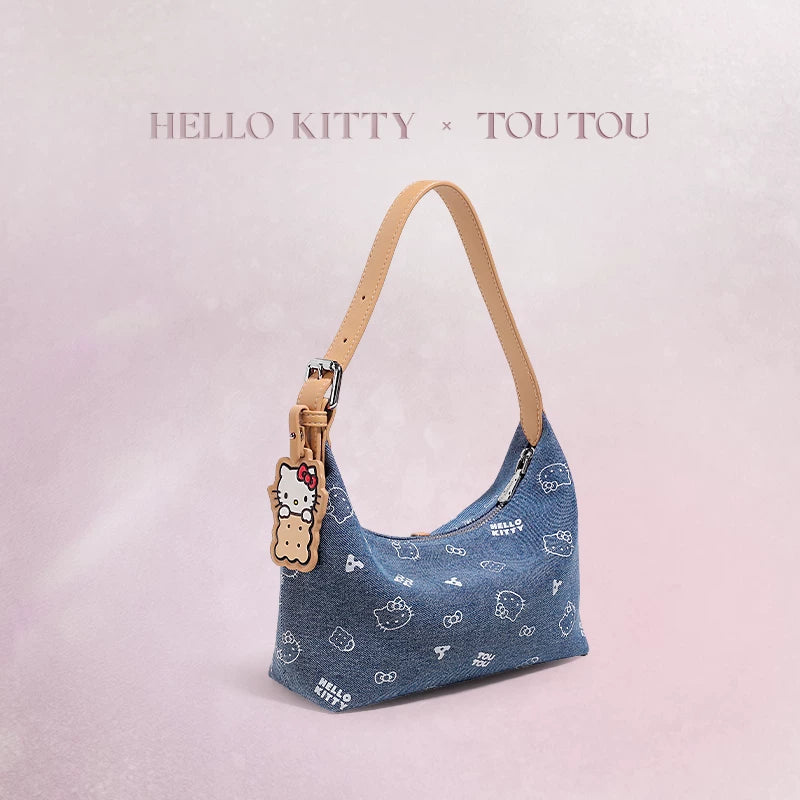 TOUTOU HelloKitty Denim Underarm Crossbody Bag