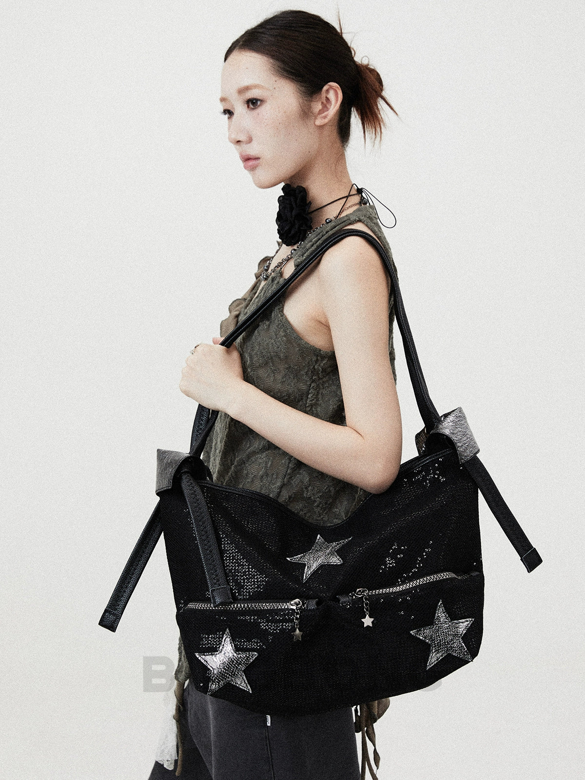 BINGBONG Retro Tote Bag Large Capacity Shoulder Messenger Bag