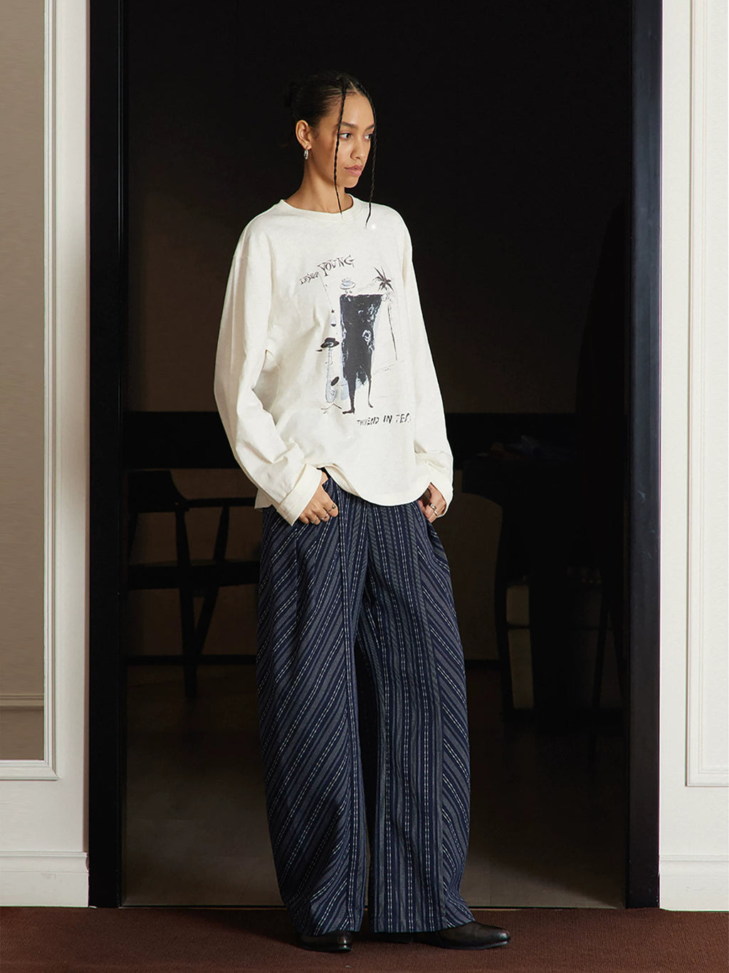 TZ Killer Striped Versatile Pleated Trousers