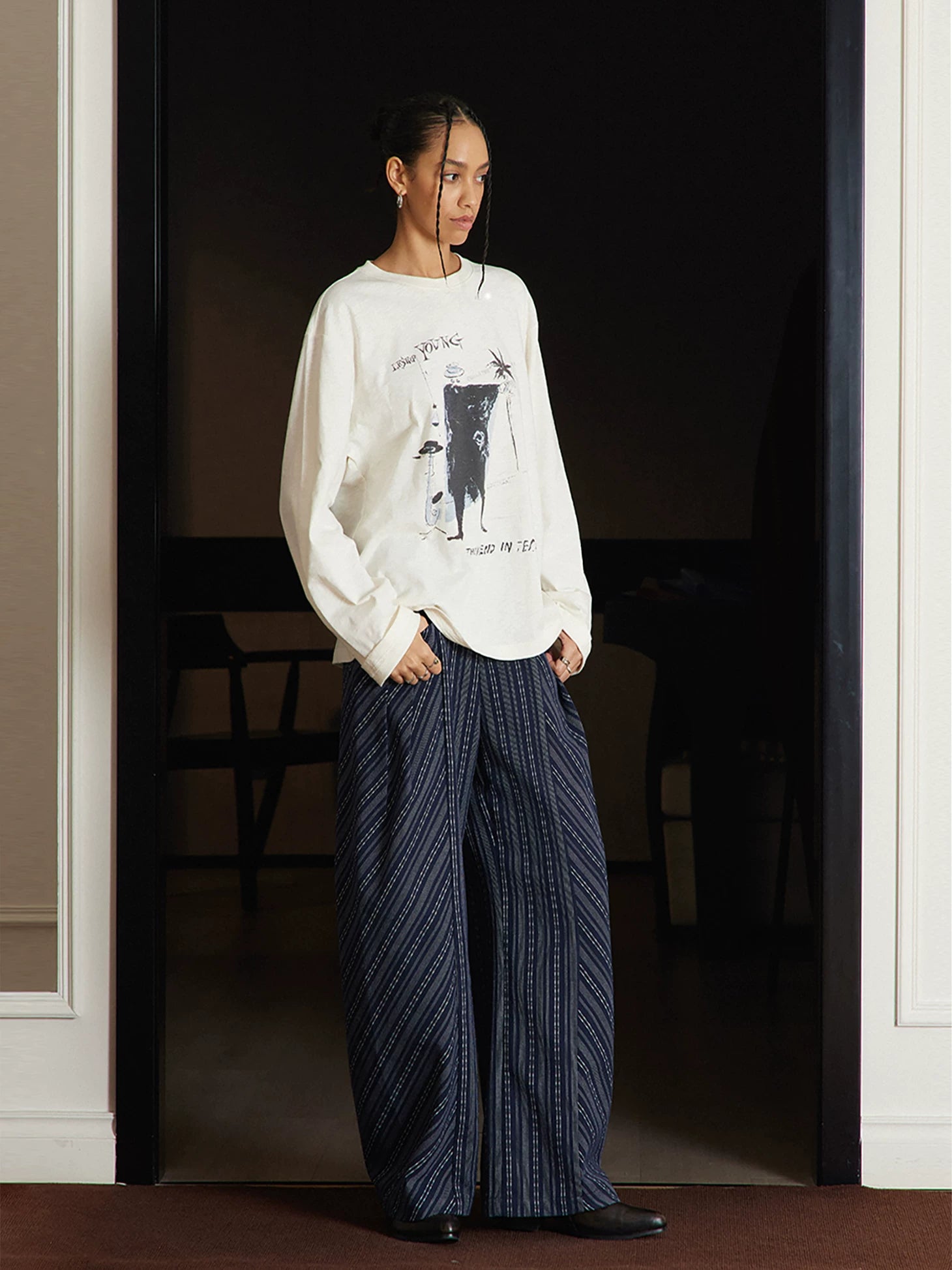 TZ Killer Striped Versatile Pleated Trousers