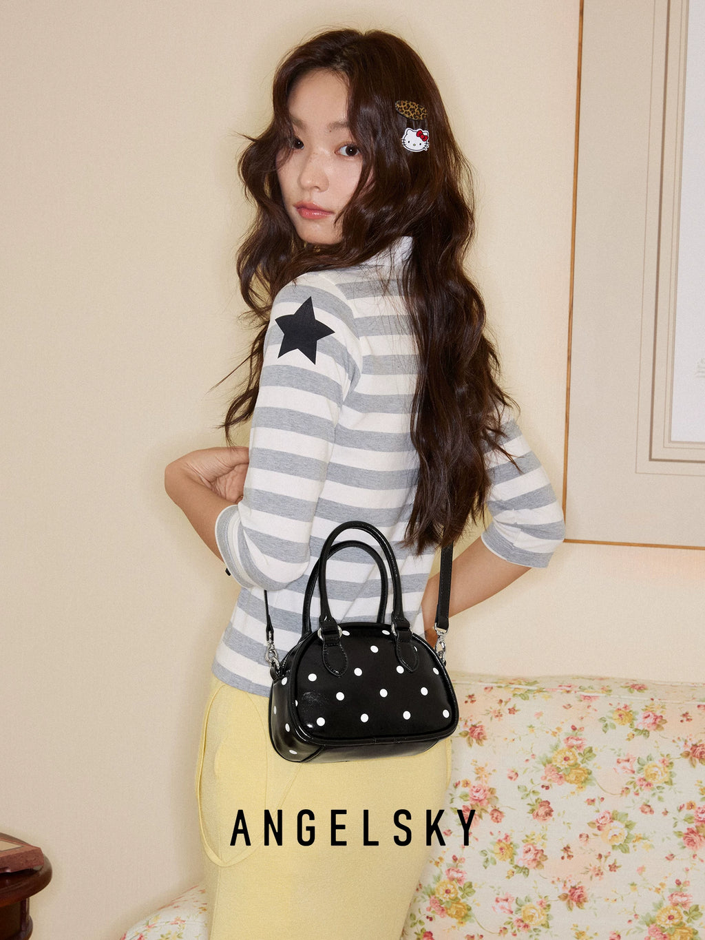 ANGELSKY Retro Polka Dot Messenger Bag