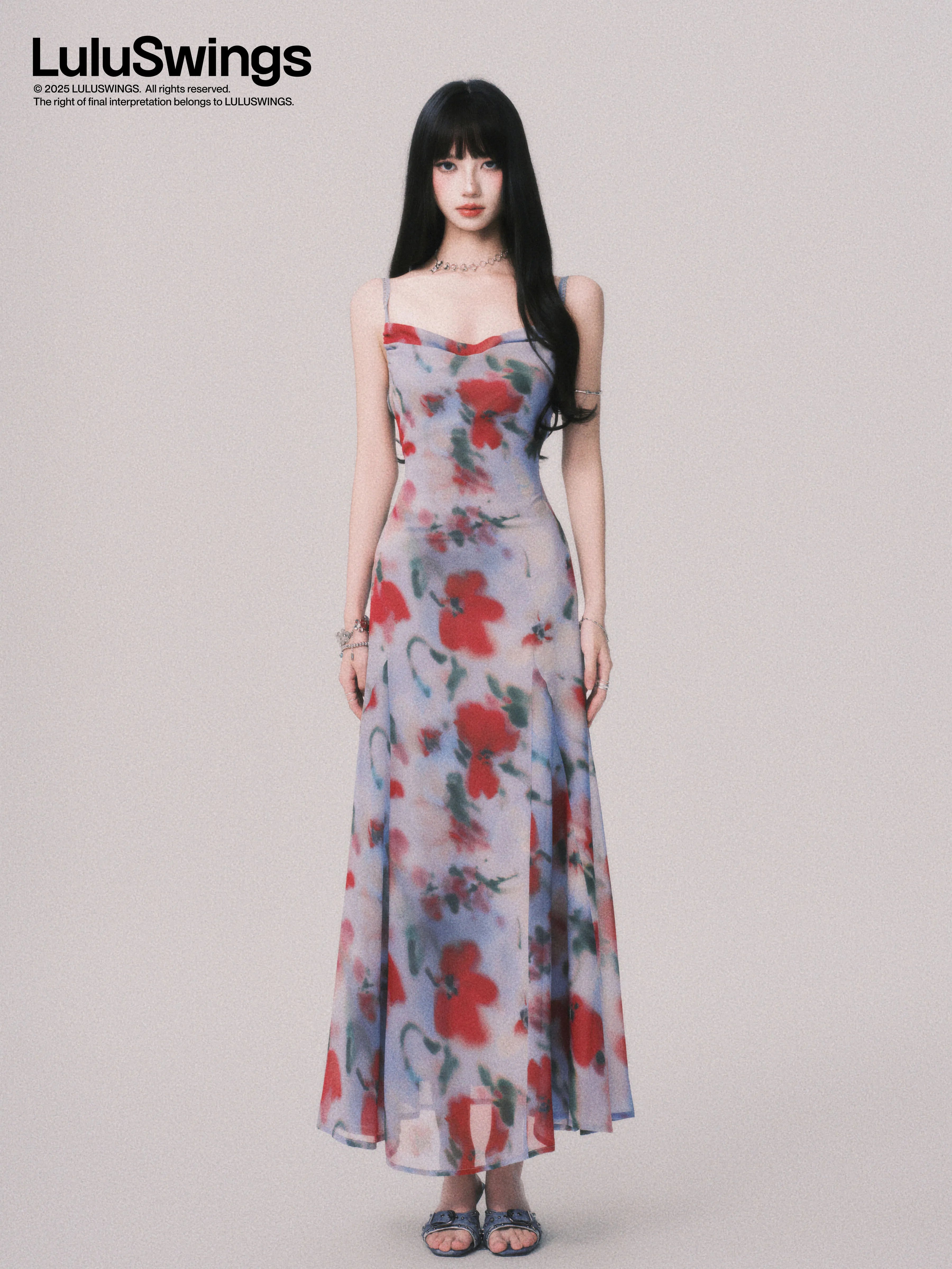 LULUSWINGS Smudge Print Suspender Skirt