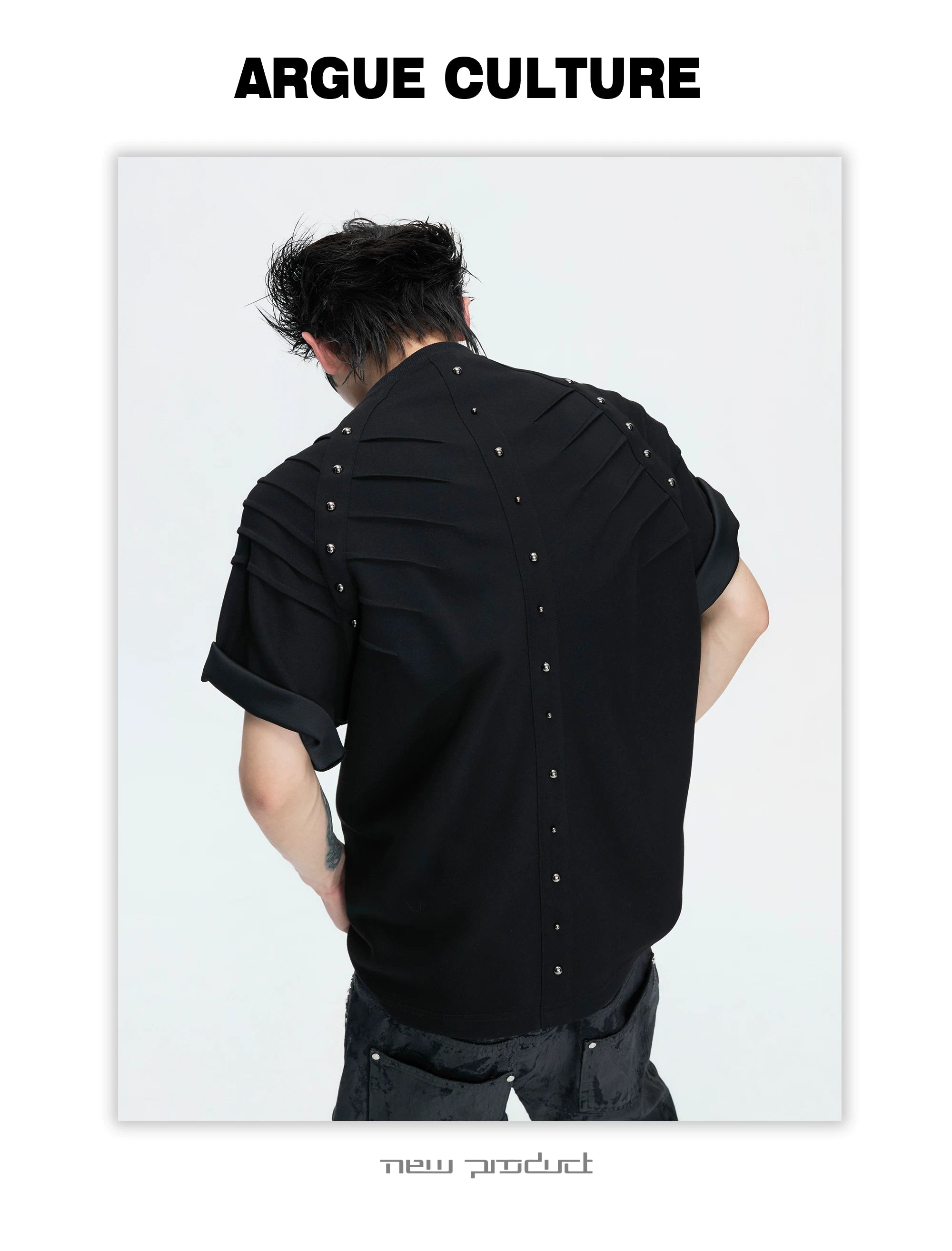 ArguECulturE Pleated Rivet Front Shoulder Tee