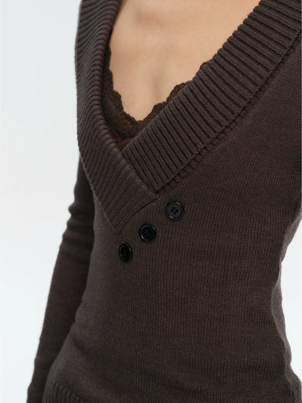 LINY LIBERTY Vintage Slim-fit V-neck Knitted Sweater