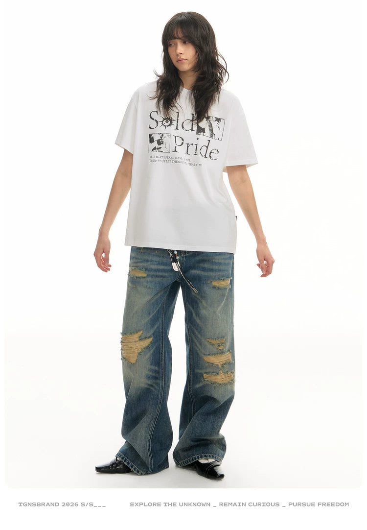 TGNS Retro Band Font Print Casual Tee