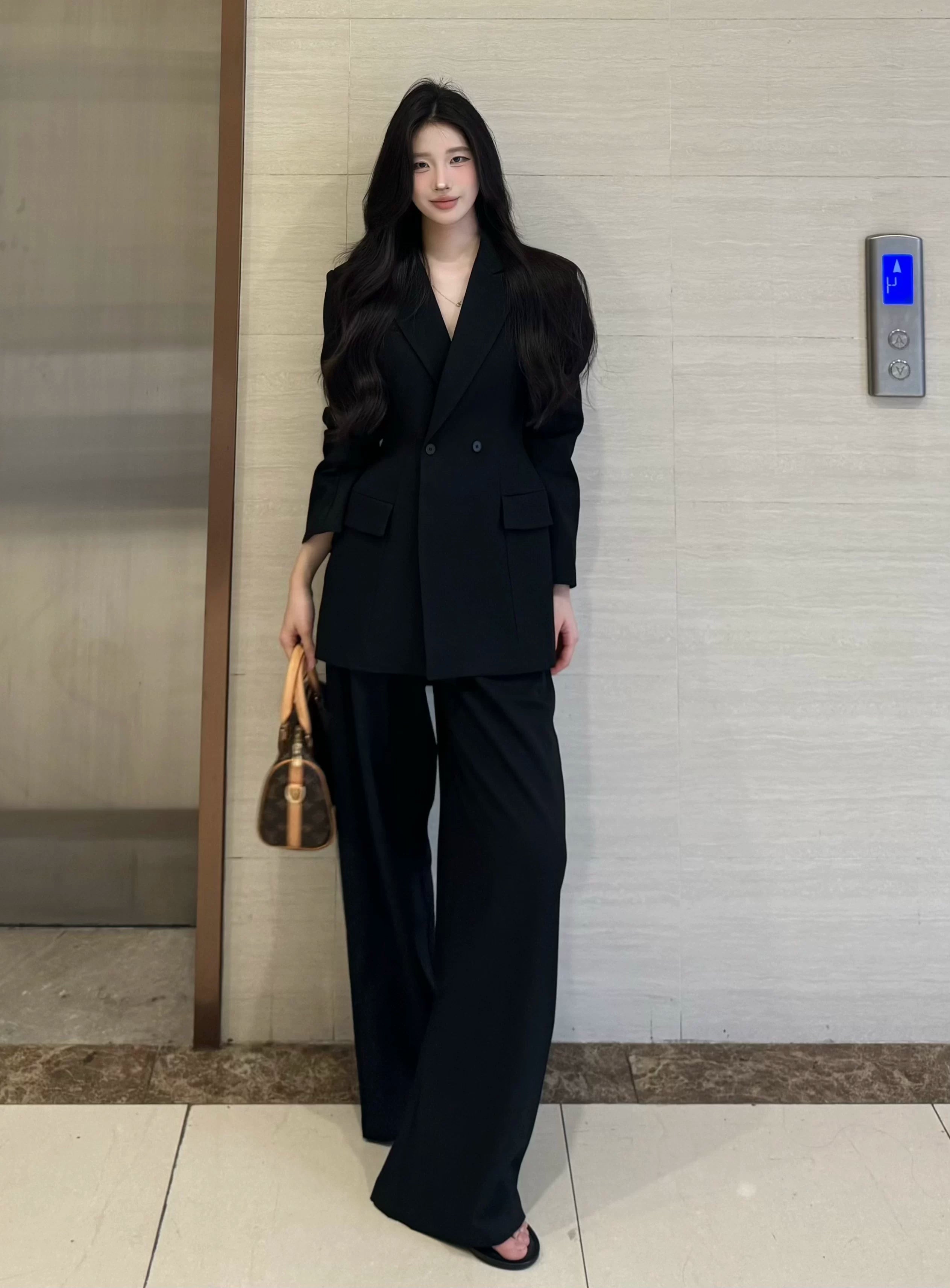 PANPANSTUDIO Minimal Medium and Long Suit Wide Leg Pants Set