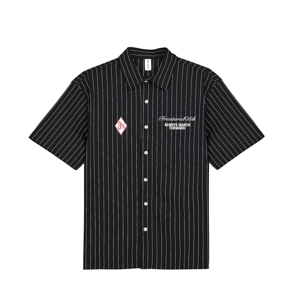 OOTC Vintage Vertical Striped Short Sleeve Shirt