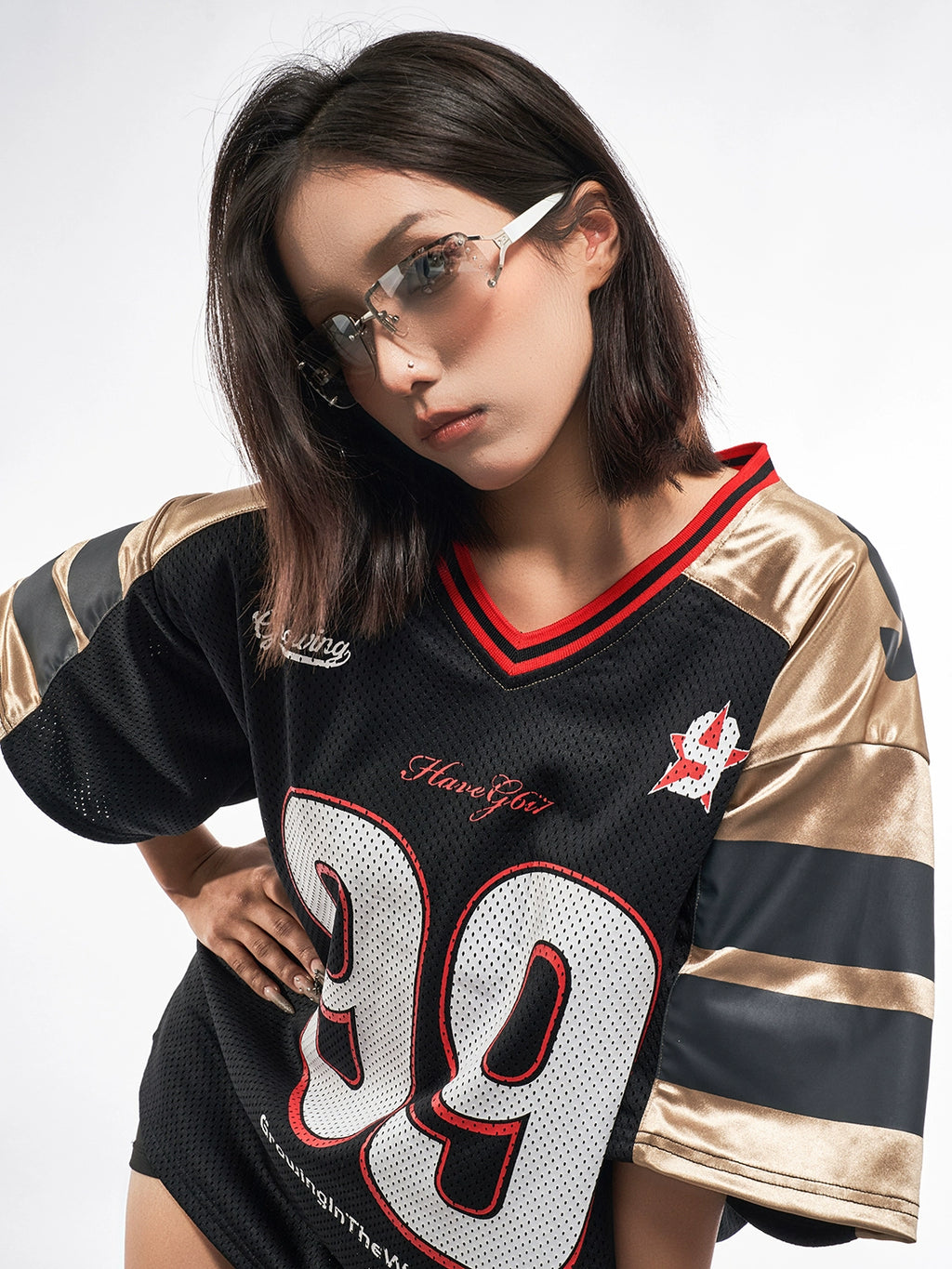 MT99 Letter Jersey Mesh Breathable Tee