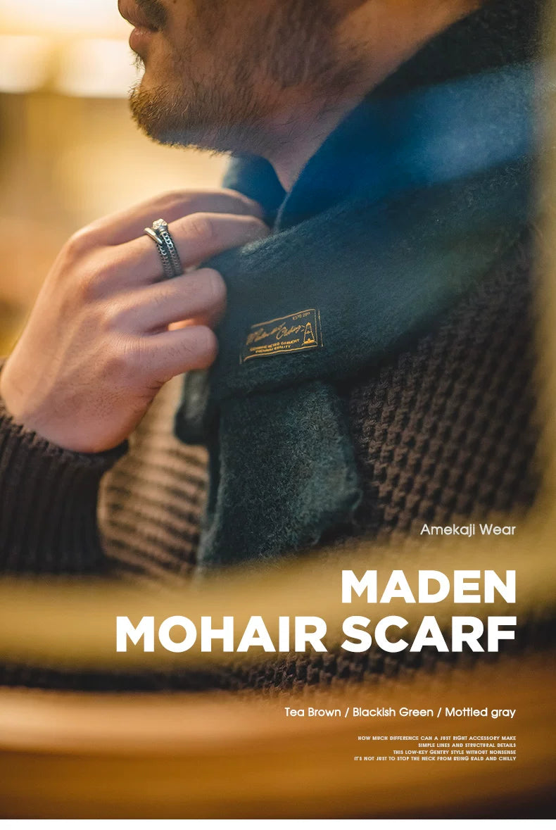 MADEN Retro Imitation Mohair Knitted Small Scarf