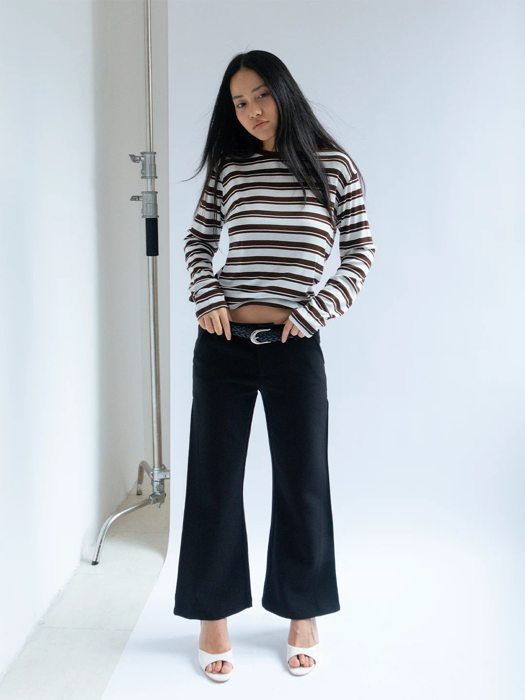 FUNKYFUN Side Slit Micro-horn Low-rise Eight-point Trousers