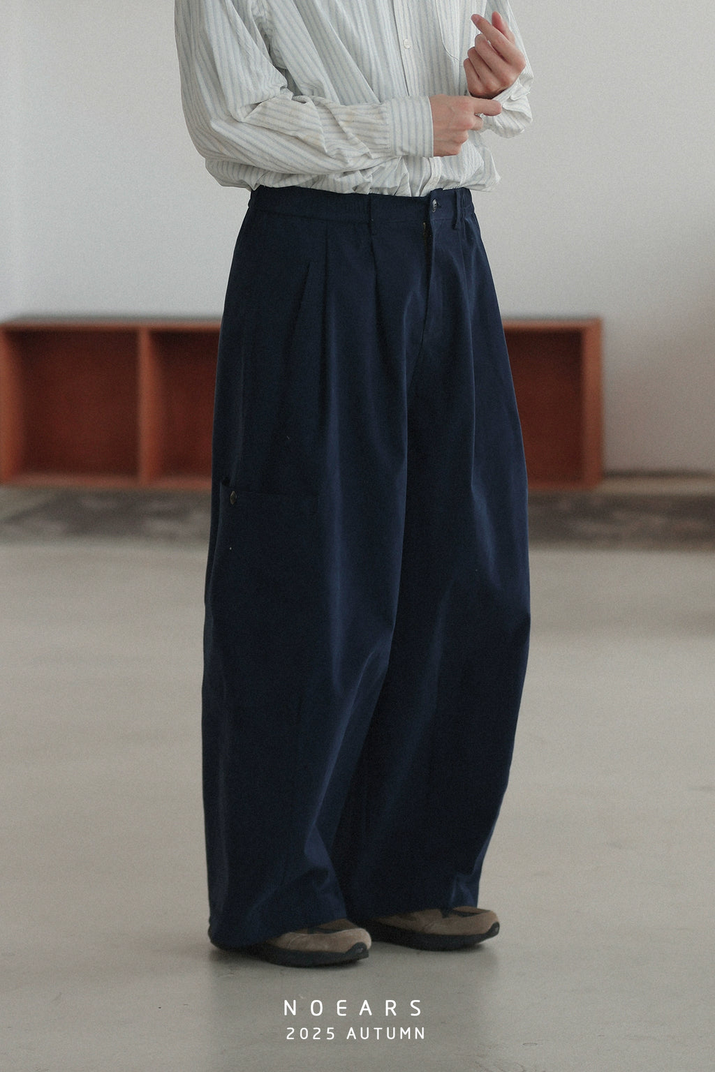 NOEARS Vintage Loose Elastic Waist Straight Casual Pants