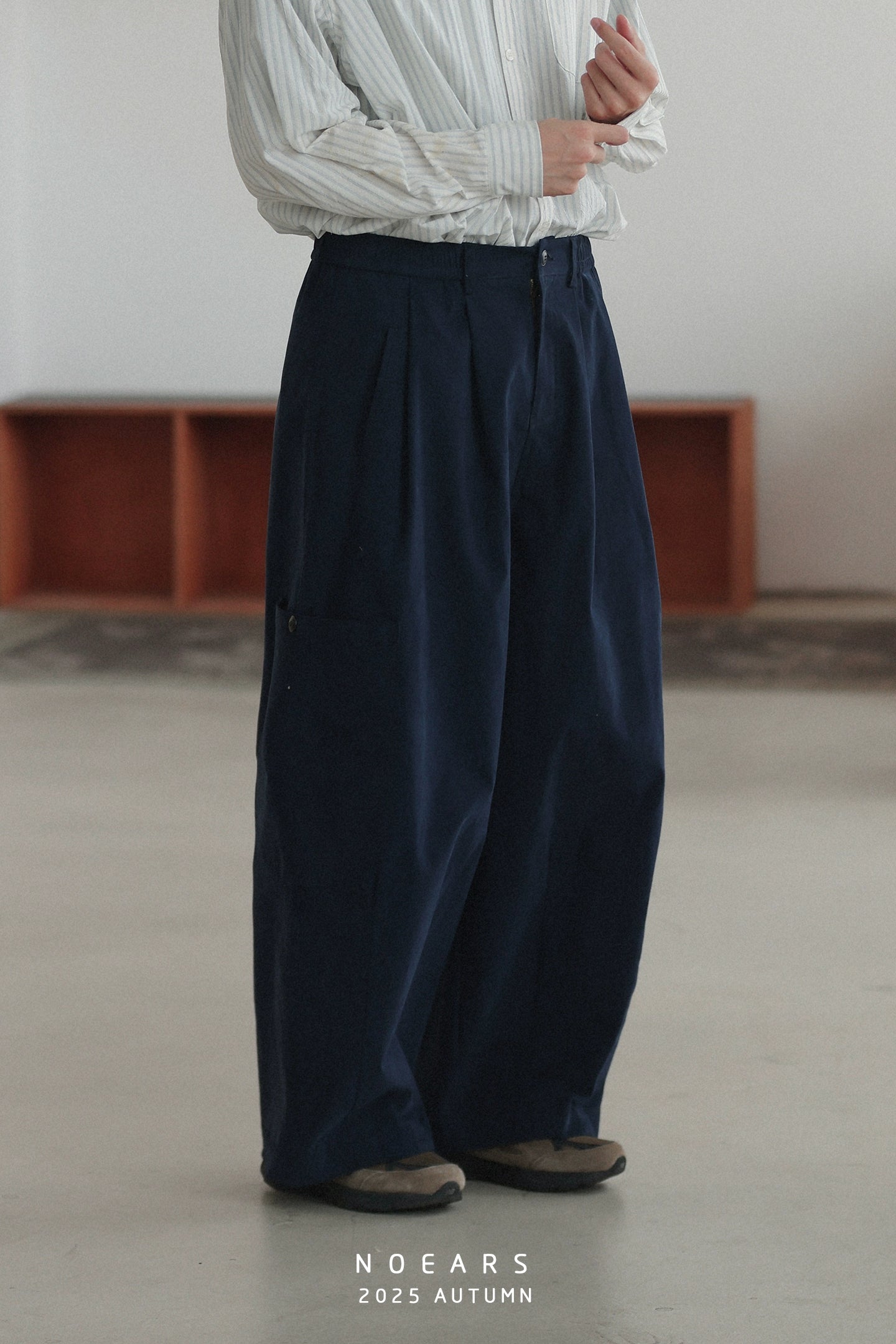 NOEARS Vintage Loose Elastic Waist Straight Casual Pants