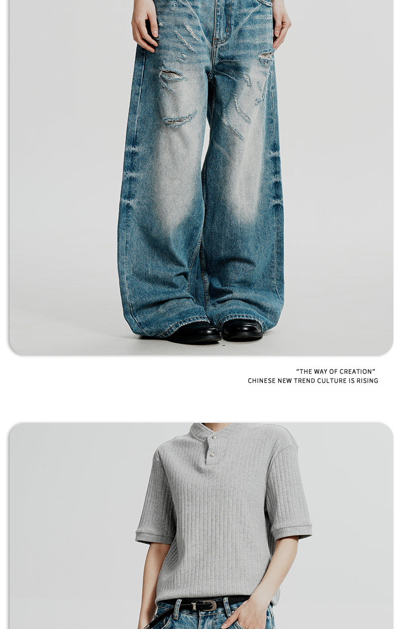 11KN Retro Old Loose Straight Jeans