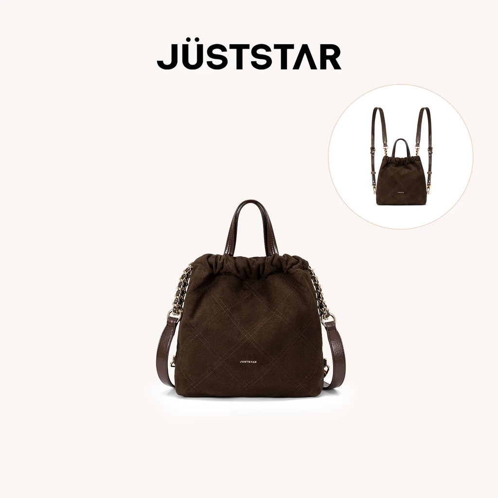 JUST STAR Rhombus Dual-purpose Double Shoulder Large-capacity Tote Bag