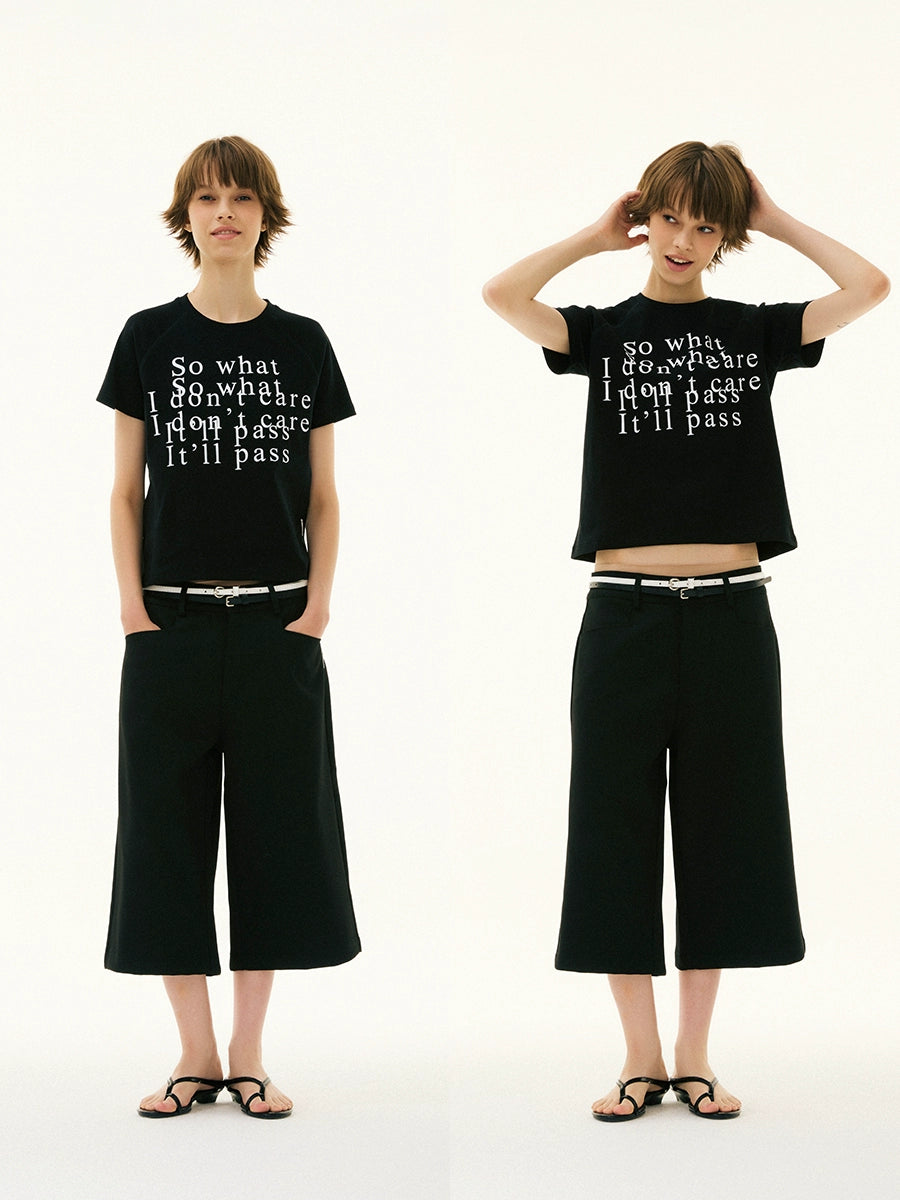 FUNKYFUN Slogan Shoulder Sleeve Loose Tee