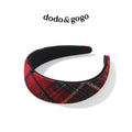 DODOGOGO Red Plaid Wide-brimmed Headband Hair Accessory