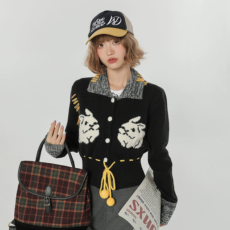 Girlyhalo Vintage Slim Fit Knit Jacket