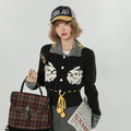 Girlyhalo Vintage Slim Fit Knit Jacket
