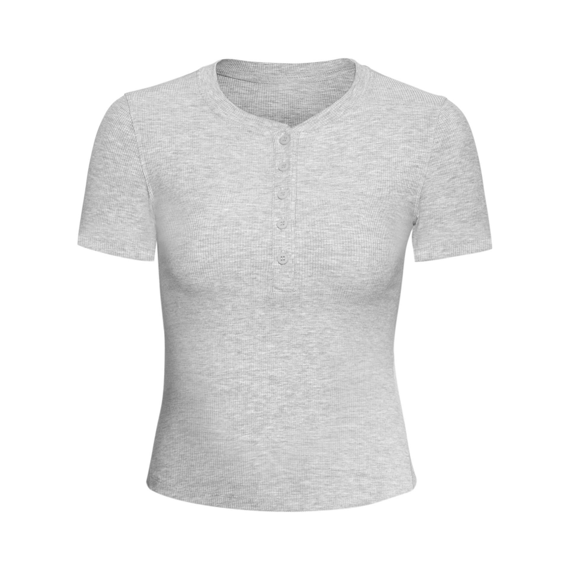 Athena Lulu Ribbed Button Naked Breathable Yoga Suit Tee