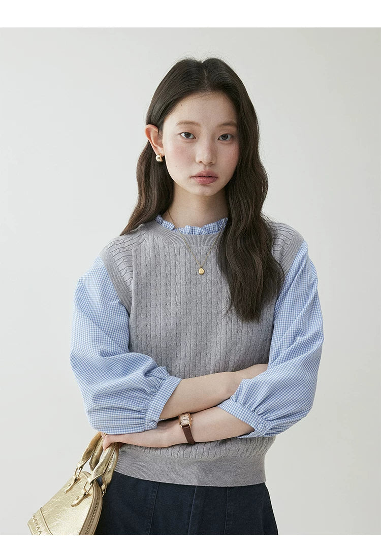 VOOE Crew Neck Stacked Knitted Vest