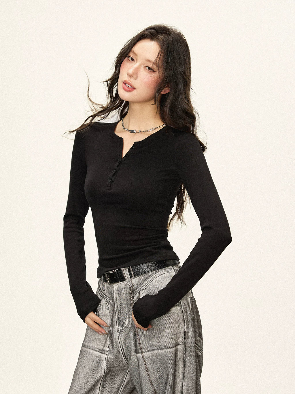 Cherry Melody Slim Fit Inner Versatile Long Sleeve