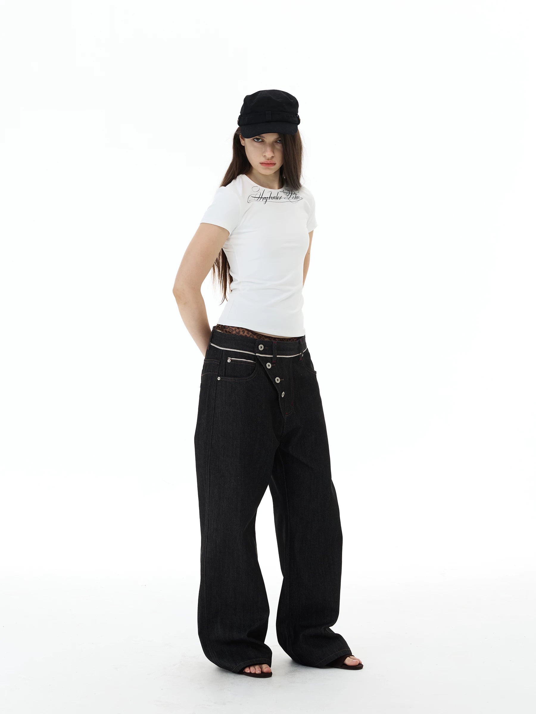 WLNEXT Vintage Niche Wide Leg Jeans
