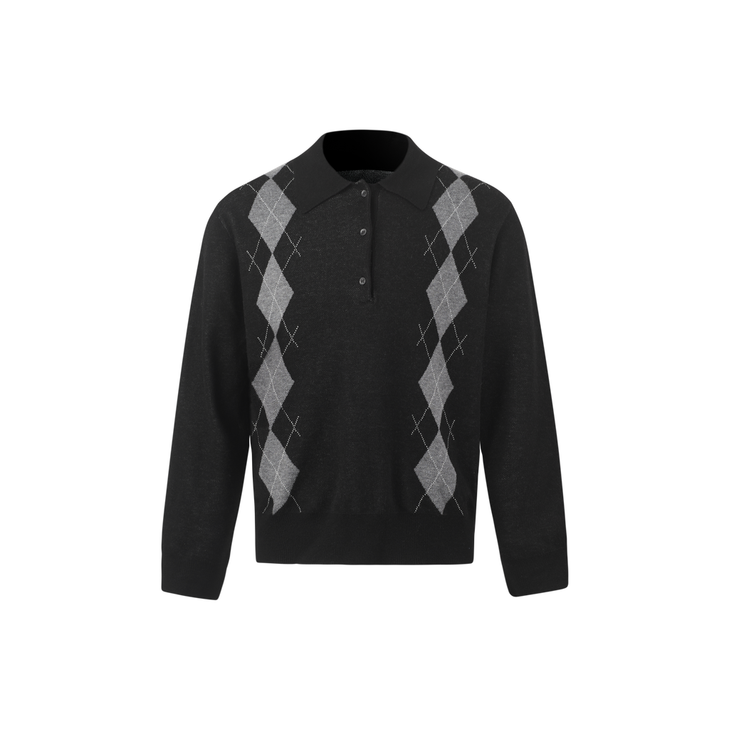 INTENT Vintage Casual Rhombus Knitted Sweater