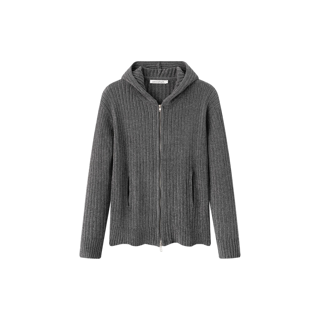 Anniehall Shoulder Blend Double Zip Hooded Knitted Sweater