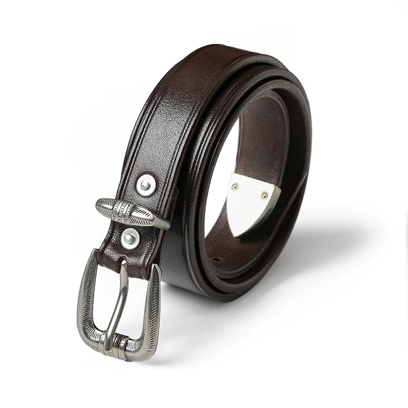 MBBCAR Vintage Versatile Casual Horseshoe-mouth Stitch Belt