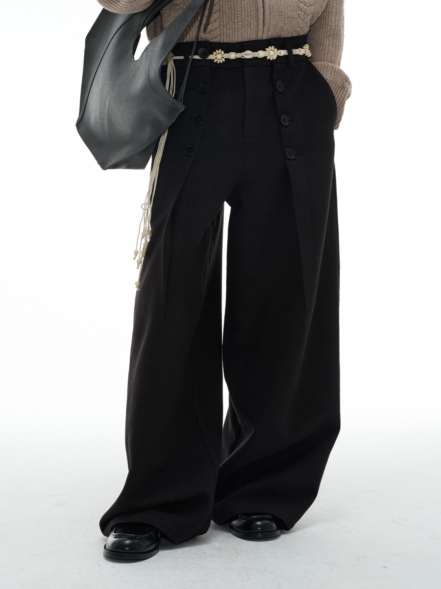 JCAESAR BUTTON Wool PANTS