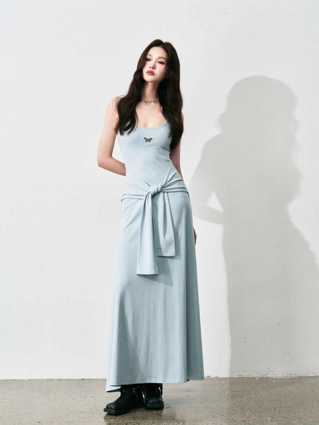 LULUSWINGS Fake Two-piece Sleeve Waist Suspender Dress