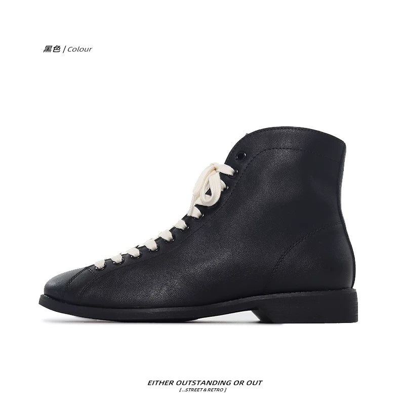 SHENLV STUDIO Minimalist Black Martin Boots