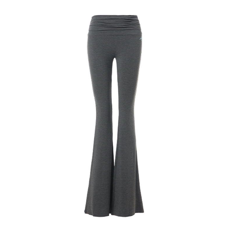 ABMY Skinny Elastic Low Waist Pleated Waist Flared Pants
