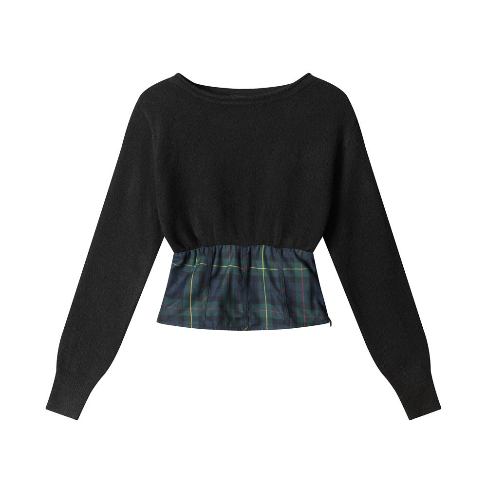 Nariele Short Stitched Slim-Fit Knitted Sweater