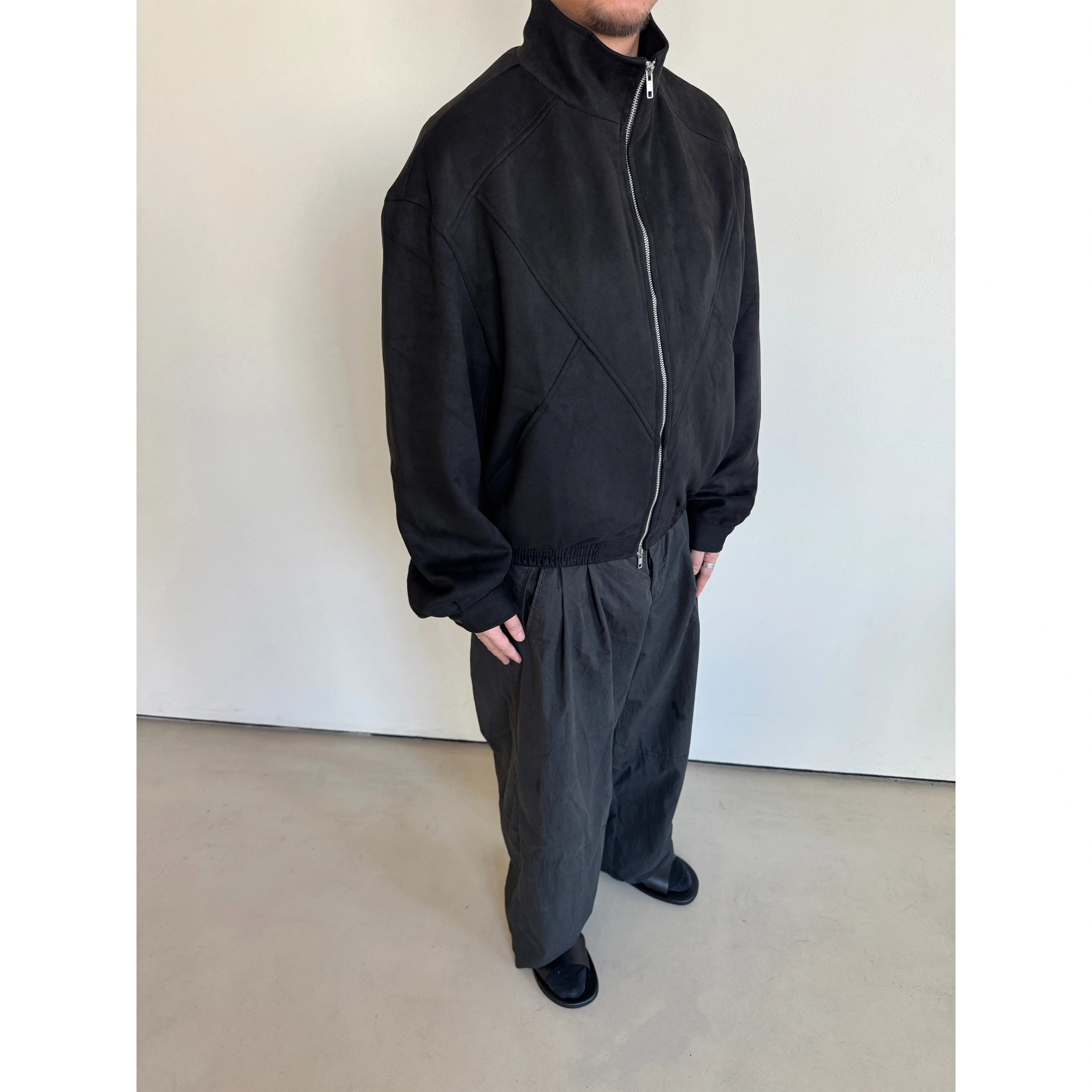Anniehall Deconstructed Splicing Double Zip Stand-Up Jacket