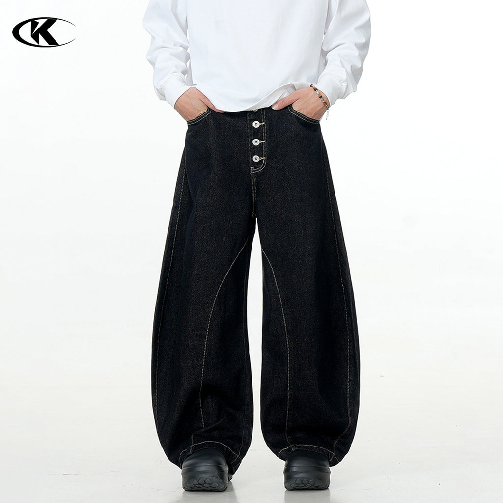 11KN washed black breasted scimitar RAW JEANS