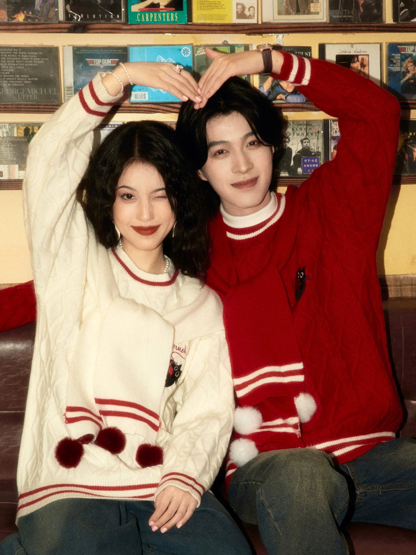 ALOHA Retro Scarf Fake Two-piece Sweater