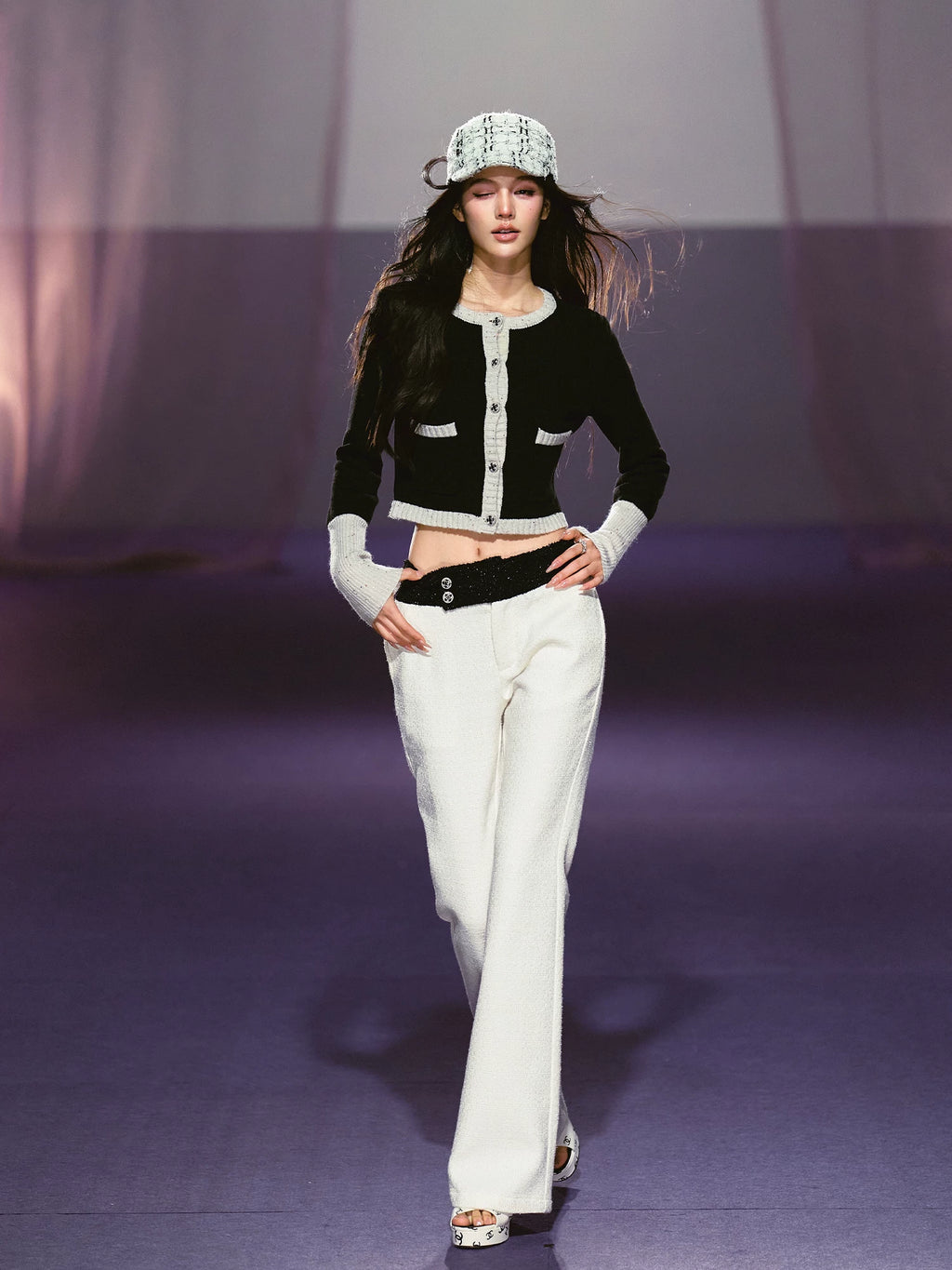 AGAM Splicing Waist Micro-pull Casual Pants