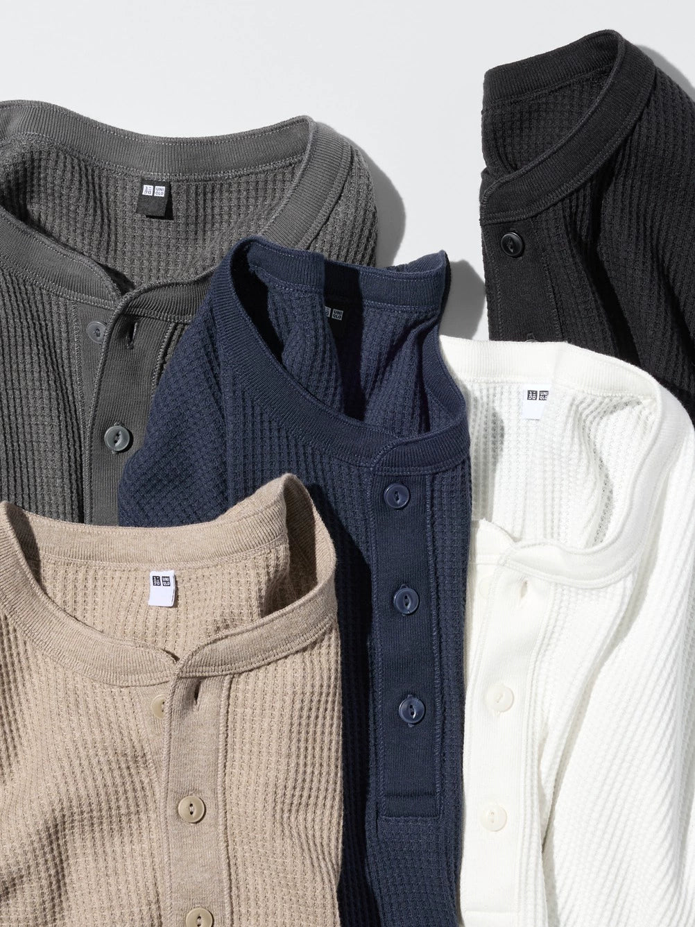 Uniqlo Waffle Henry Neck Pullover Long Sleeve