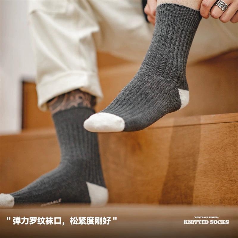 Madden flower yarn knitted medium tube socks t