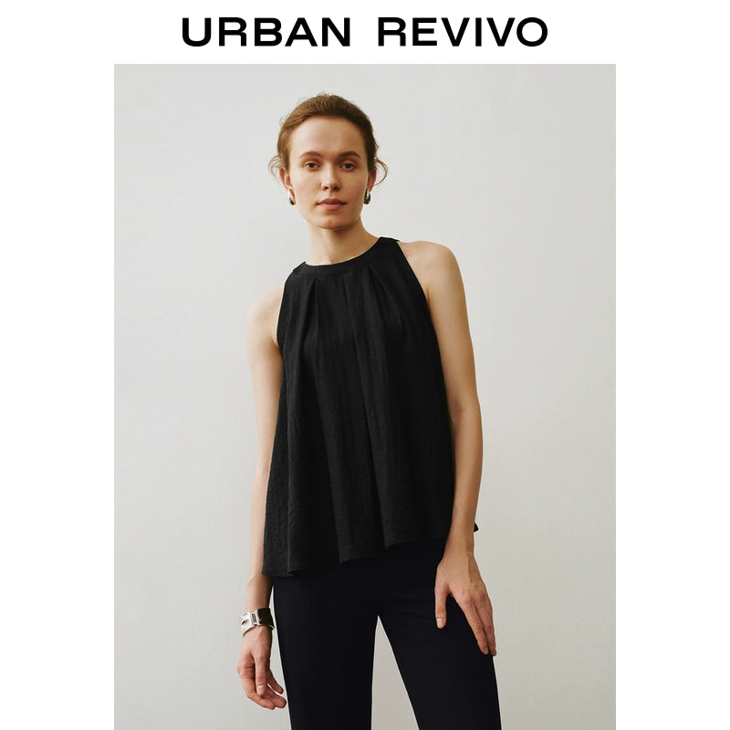URBAN REVIVO Neck Off-the-shoulder Loose Sleeveless Blouse Shirt