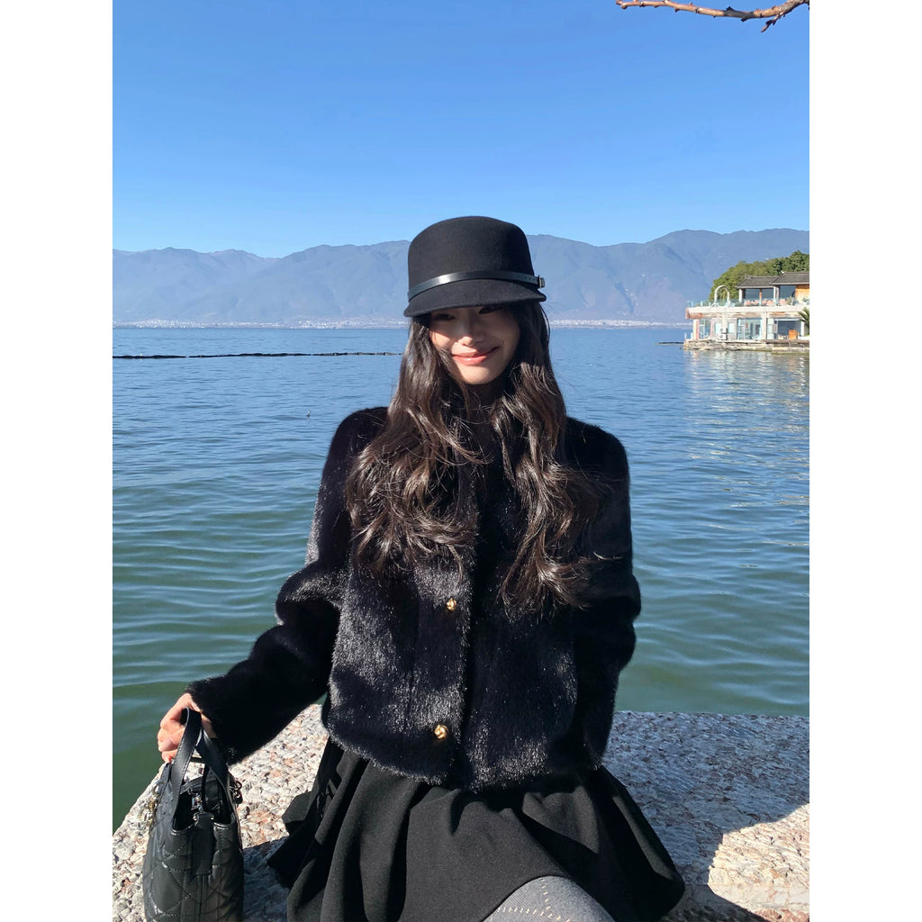 Pusumede Temperament Warm Short Fluffy Jacket